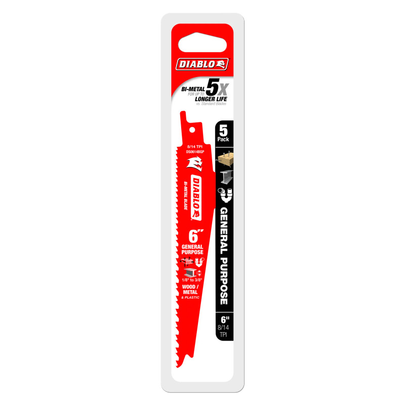 Diablo FRE-DS0614BGP5C Demon-Demon 6in 8/14TPI Reciprocating Blades (5pk)