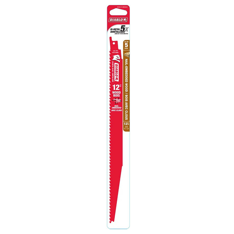 Diablo FRE-DS1212BW5C Demon-Demon 12in 6/12TPI Reciprocating Blades Wood (5pk)