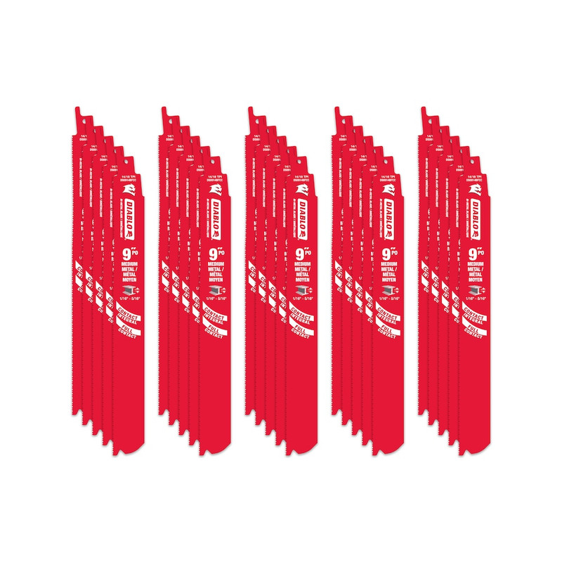 Diablo FRE-DS0914BF25C 9in 14/18TPI Bi-Metal Reciprocating Saw Blade for Medium Metal Cutting (25pk)