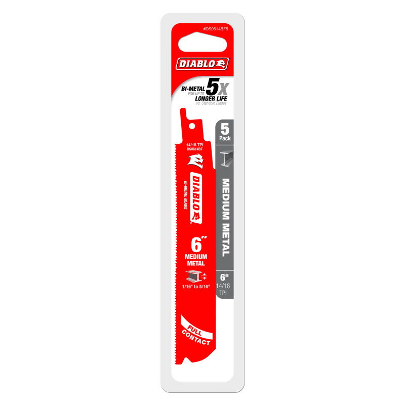 Diablo FRE-DS0614BF5C Bi-Metal Reciprocating Blade for Medium Metal Cutting (5pk)