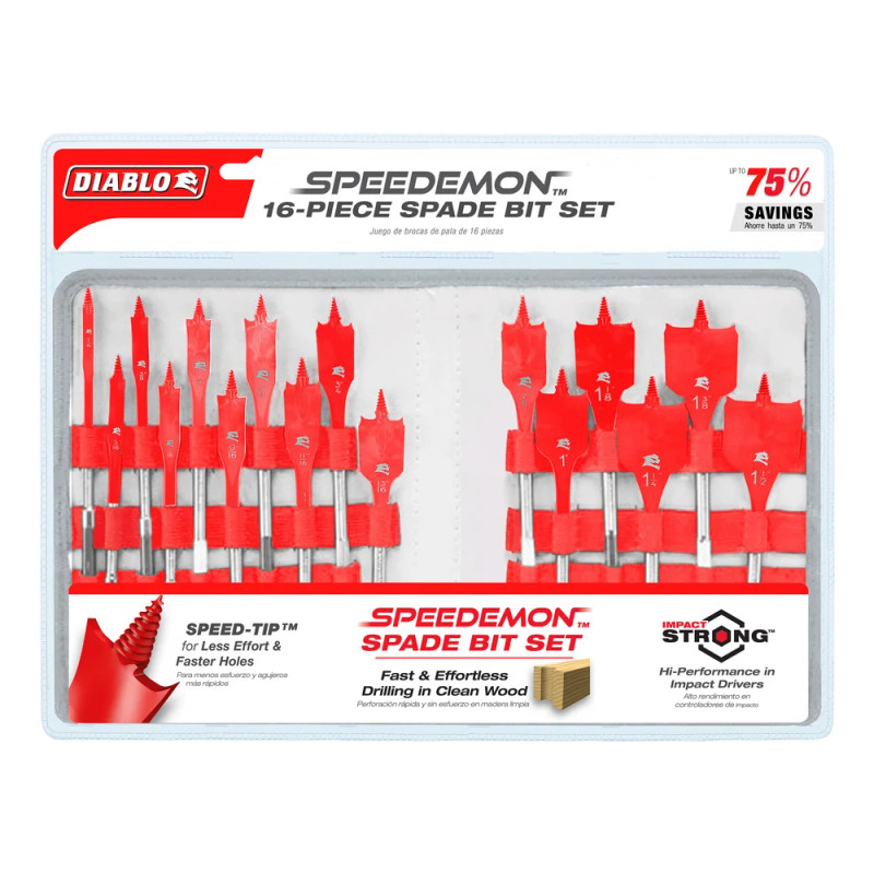 Diablo FRE-DSP2980-S16 16pc Spade Bit Set with Case