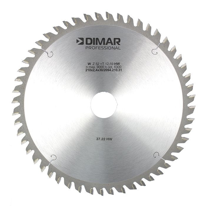 Dimar DIM-TS-210-52-ATB 210MM DIA Carbide Tipped Saw Blades For Festool Track Saws, 2.4MM KERF, 52 T, ATB