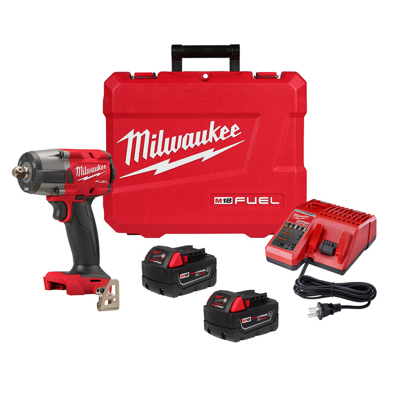 Milwaukee MIL-2962P-22R M18 FUEL 1/2in Mid-Torque Impact Wrench 2x 5.0Ah Kit With Pin Detent