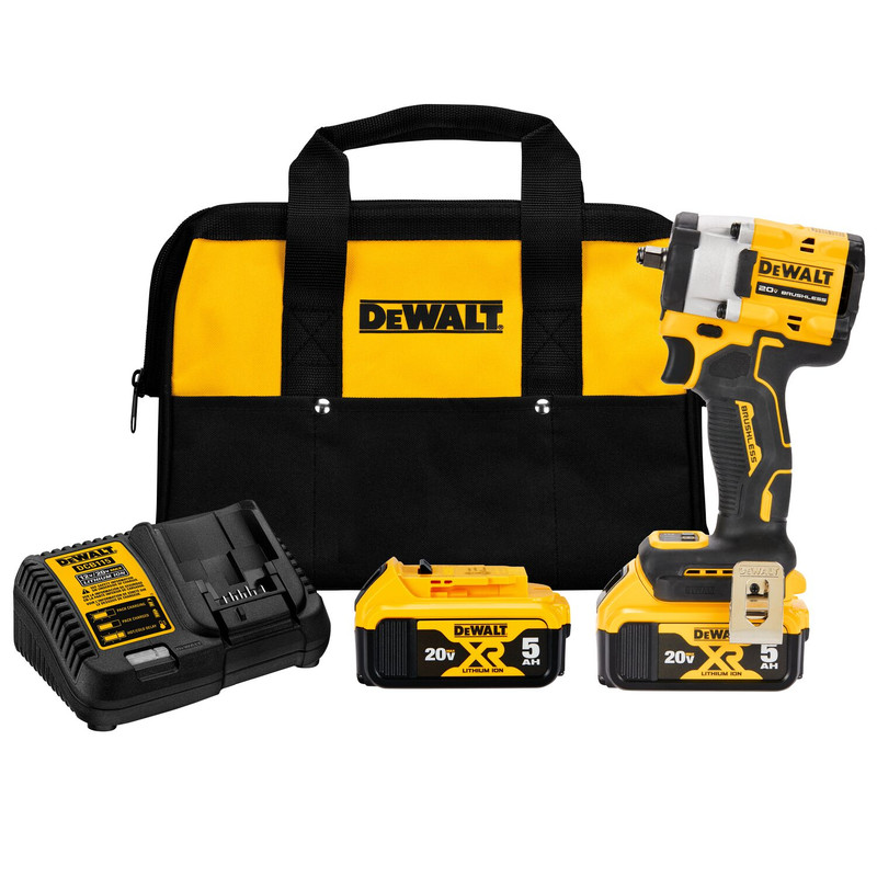 DEWALT DEW-DCF923P2 ATOMIC 20V MAX 3/8in Cordless Impact Wrench with Hog Ring Anvil 2x 5.0Ah Kit