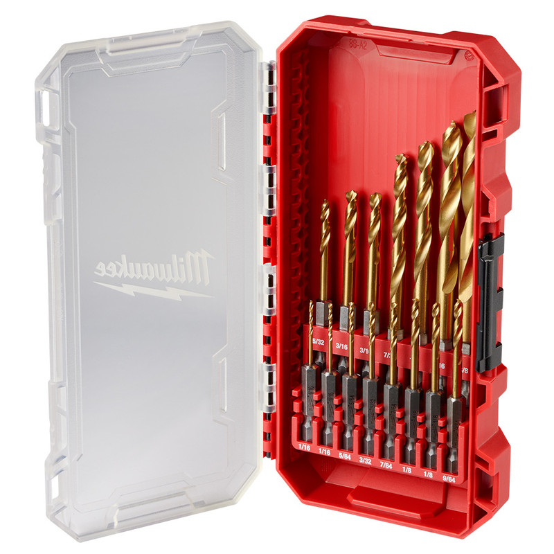 Milwaukee MIL-48-89-4670 SHOCKWAVE Impact Duty RED HELIX Titanium 15-Piece Drill Bit Set