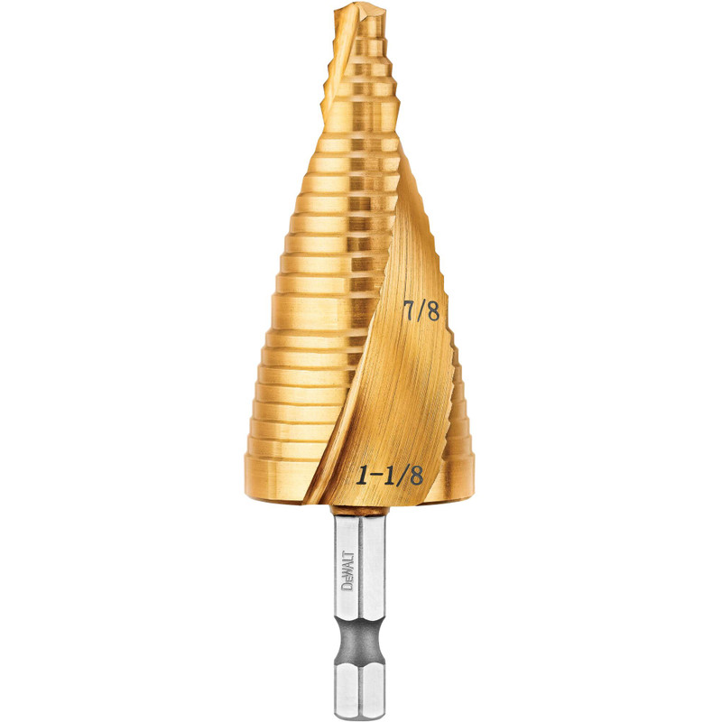 DEWALT DEW-DWA1789IR 7/8in - 1-1/18in IMPACT READY Titanium Nitride Coating Step Drill Bit Set