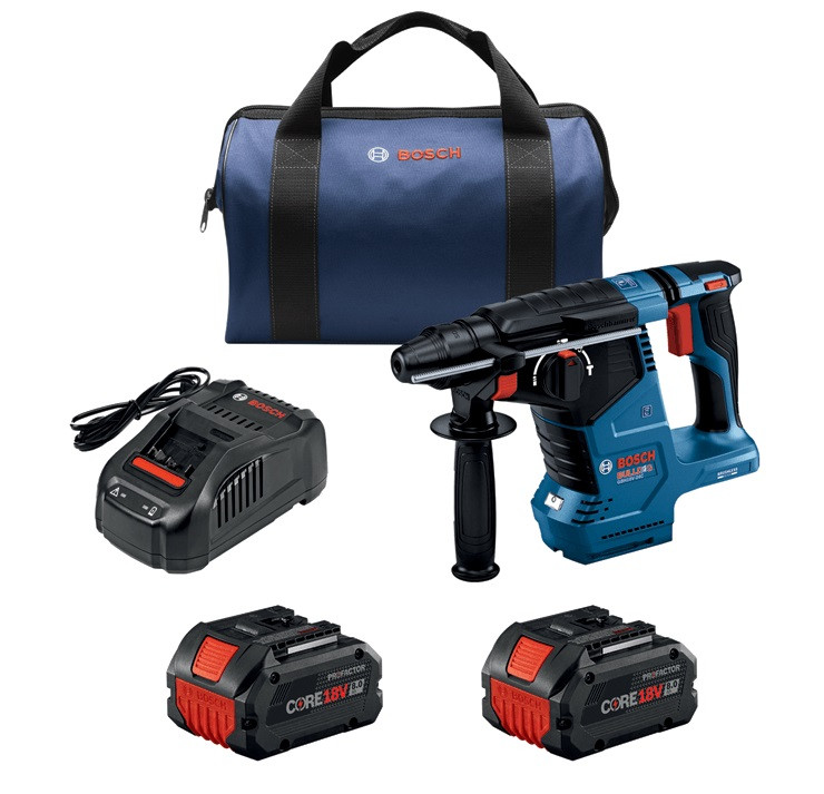 Bosch BOS-GBH18V-24CK24 18V 1in SDS-Plus Bulldog Rotary Hammer with (2) CORE18V PROFACTOR Batteries