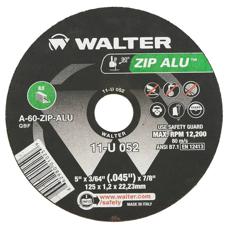 Walter WAL-11U-5INXX ZIP ALU 5in x 3/64in x 7/8in Type 1 Cut-Off Wheel