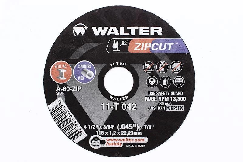 Walter Surface Technologies WAL-11T-4-1/2INXX 4.5in Zipcut Cutting Wheels - Type 1 Arbor