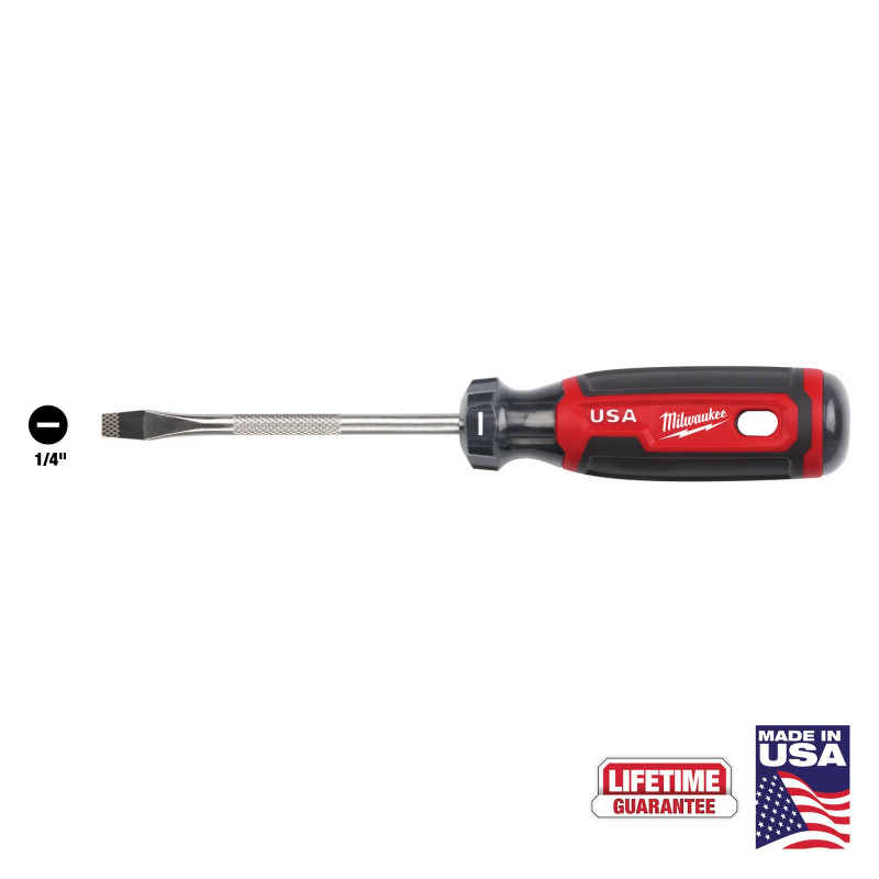 Milwaukee MIL-MT206 4in Cushion Grip Screwdriver - 1/4in - Slotted USA