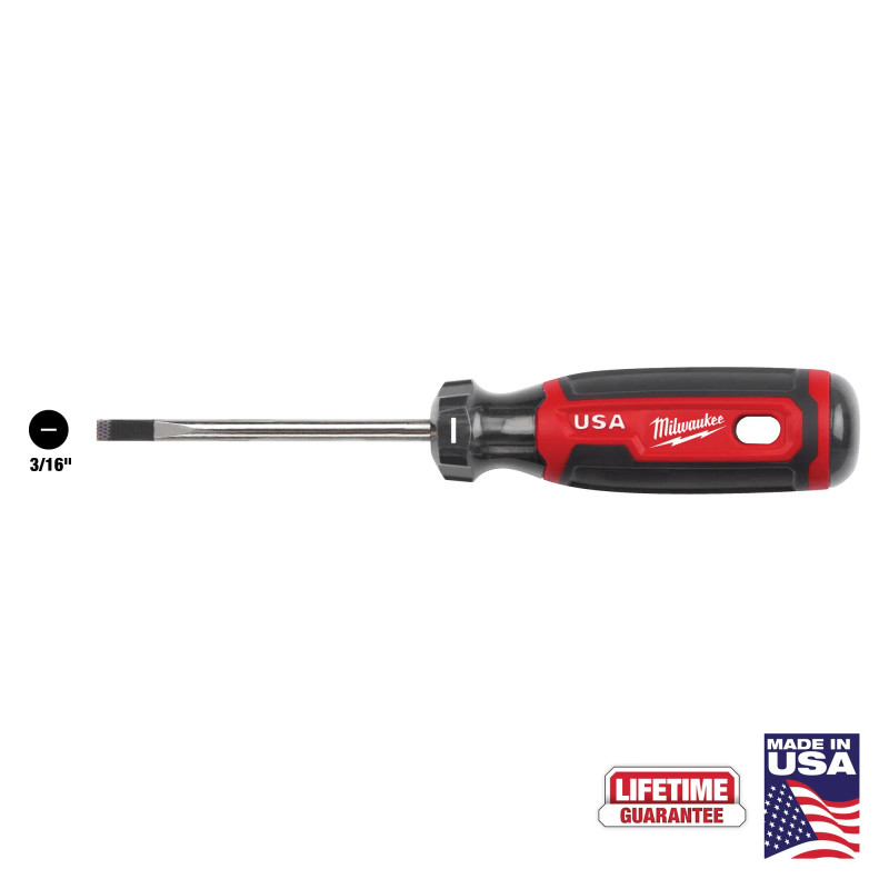 Milwaukee MIL-MT211 3in Cushion Grip Screwdriver - 3/16in Cabinet - USA