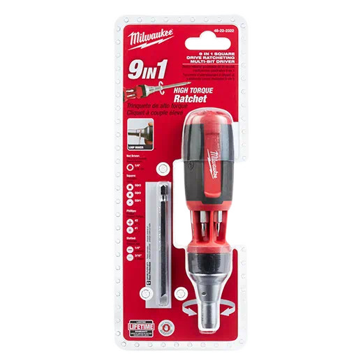 Milwaukee MIL-48-22-2322 9-in-1 Square Drive Ratcheting Multi Bit Driver