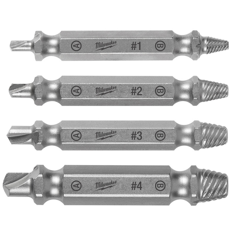 Milwaukee MIL-49-57-9001 M2 Steel Screw Extractor 4-Piece Set