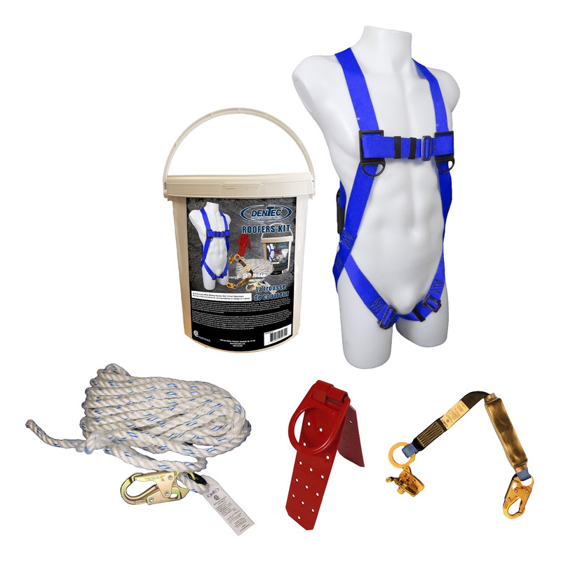 Dentec DEN-16KROOF50 Roofers Kit Harness / 50ft Life Line / 30in Lanyard / Roof Anchor