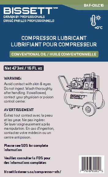 Bissett BIS-BAF-OILC16 16oz - 30W Compressor Oil