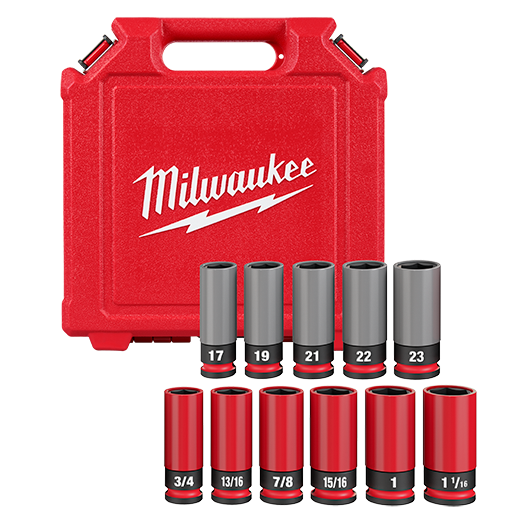 Milwaukee MIL-49-66-7833 SHOCKWAVE Impact Duty 1/2in Drive SAE and Metric 11pc Lug Nut Wheel Socket Set