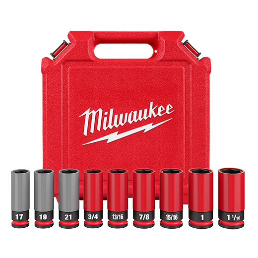 Milwaukee MIL-49-66-7832 SHOCKWAVE Impact Duty 1/2in Drive SAE and Metric 9pc Lug Nut Wheel Socket Set