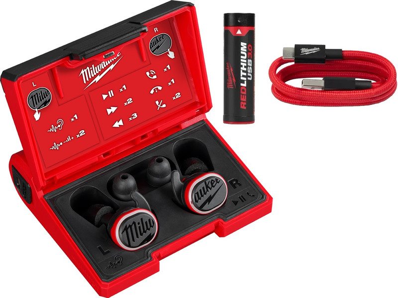 Milwaukee MIL-2191-21 Jobsite Ear Buds REDLITHIUM USB 3.0 Kit