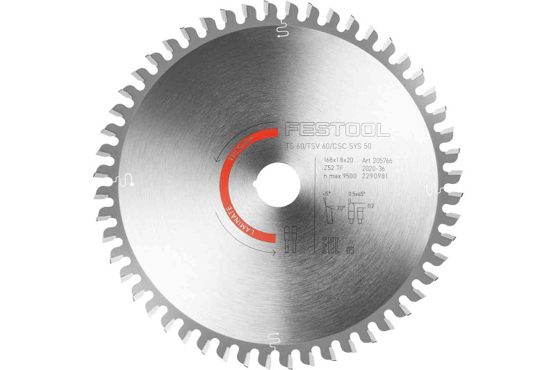 Festool FES-205773 Saw Blade Laminate HPL Hw 168x1, 8x20 Tf52 L