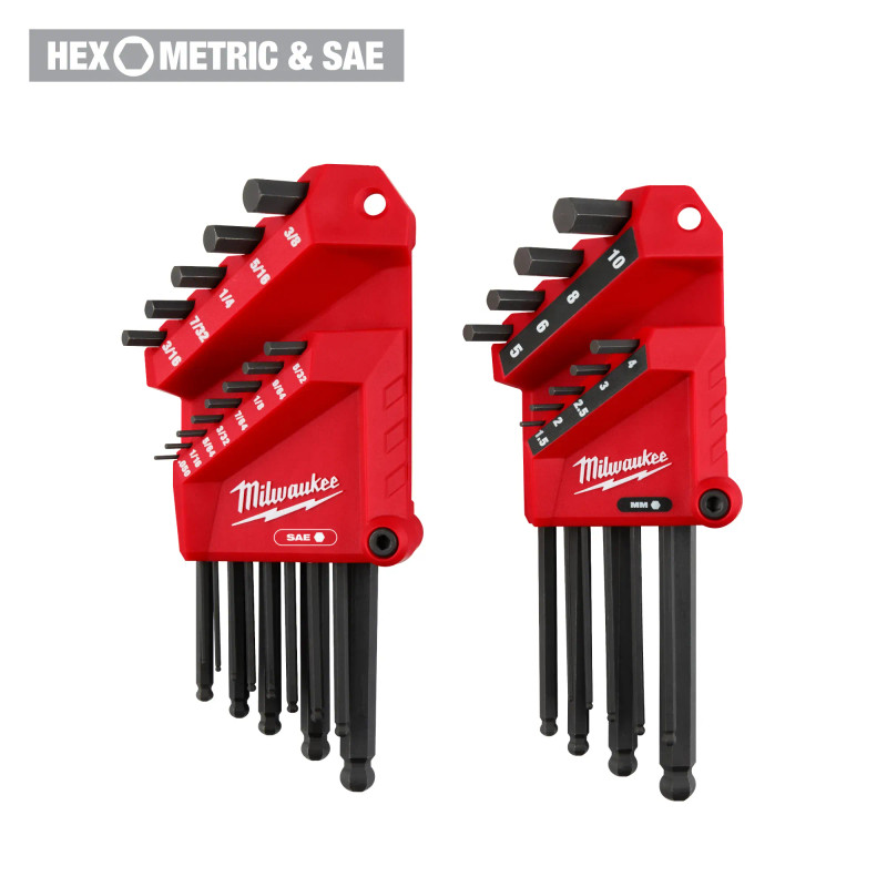 Milwaukee MIL-48-22-2187 22pc Ball End L-Key Set SAE / Metric