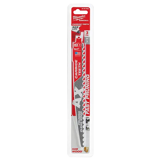 Milwaukee MIL-48-00-523X THE AX WITH CARBIDE TEETH FOR PRUNING CLEAN WOOD SAWZALL BLADES