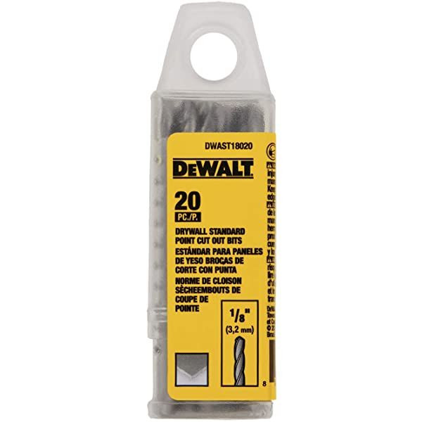 DEWALT DEW-DWAST18020 1/8in Bit 20pc Drywall Standard Point Cut-out Bit