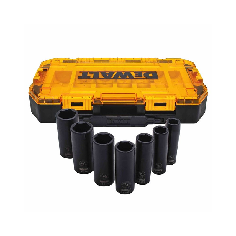 DEWALT DEW-DWMT74736 7pc SAE 1/2in Deep Drive Impact Socket Set