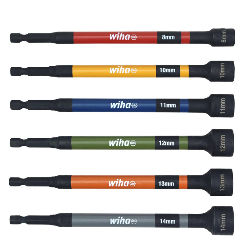 Wiha Tools WIHA-70487 Magnetic Nut Setter Color Coded 6-Piece Set - Metric