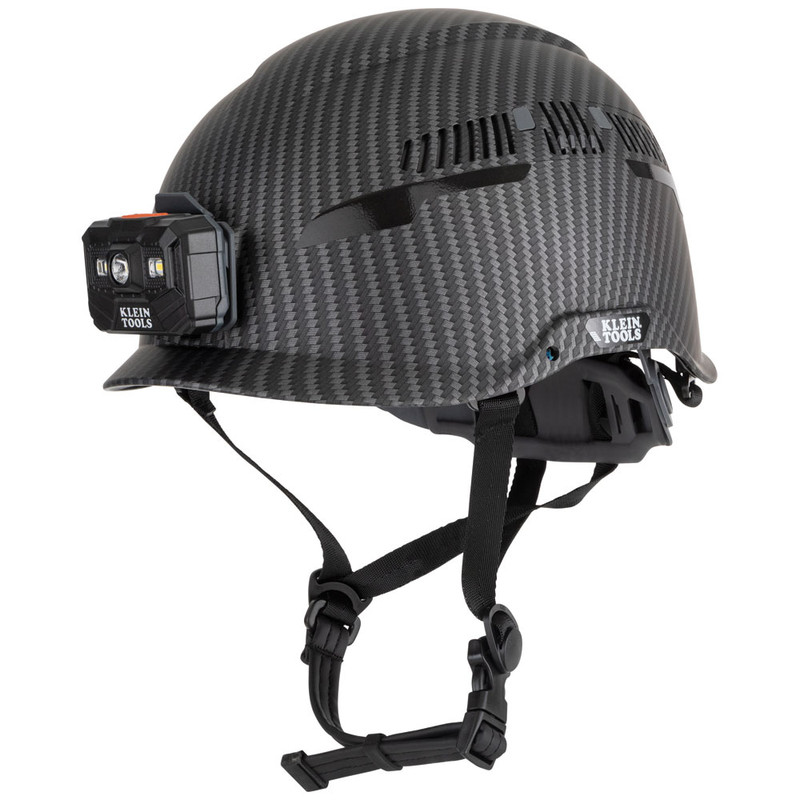 Klein Tools KLE-60517 Safety Helmet, Premium KARBN Pattern, Vented, Class C, Headlamp