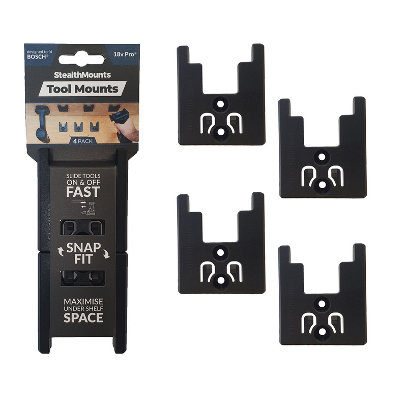 StealthMounts SM-TM-BO18-BLK-4 Tool Mounts for Bosch 18v 4 Pack
