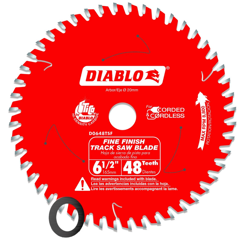 Diablo FRE-D0648TSF 6-1/2In 48-Teeth Track Saw Blade for Fine Finish and Plywood