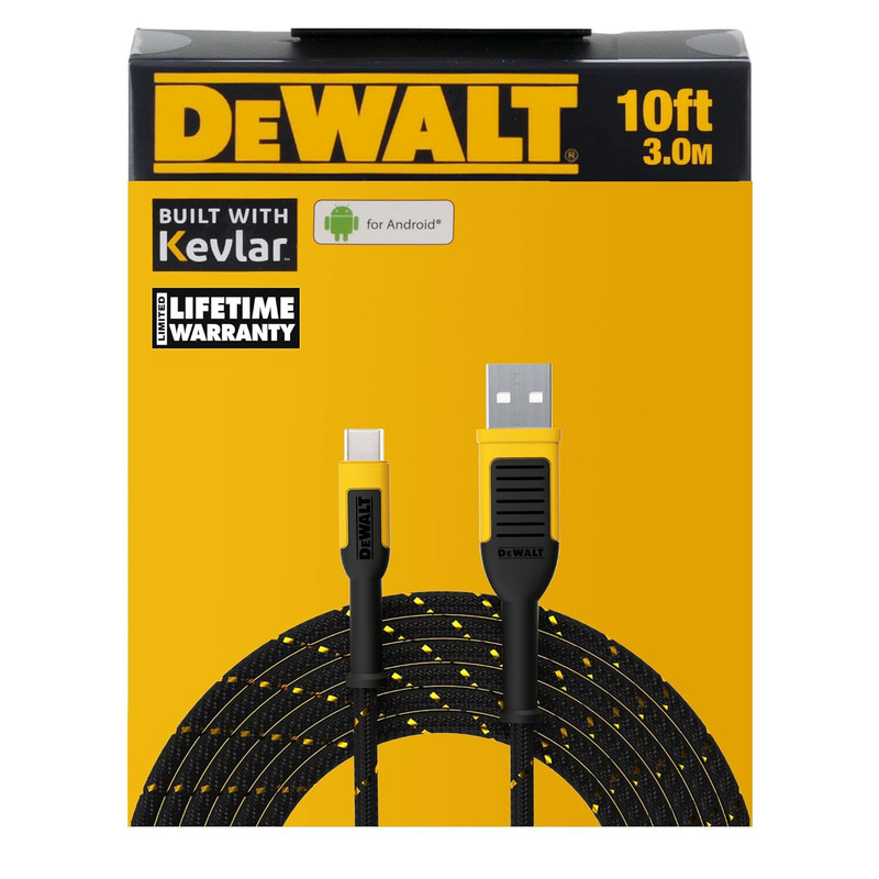DEWALTDEW-DXMA1311349 10ft Reinforced Charging Cable for USB C to USB