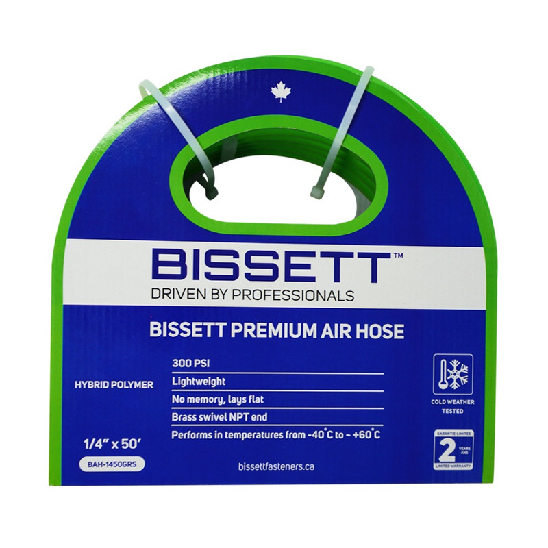 Bissett BIS-BAH-1/4GRSXX 1/4in Swivel Ends Hybrid Polymer Premium Air Hose