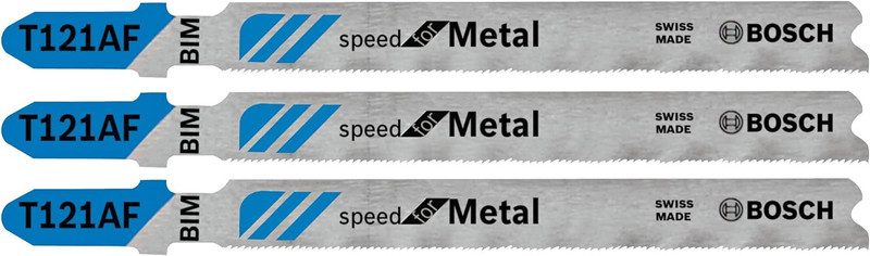 Bosch BOS-T121AF3 21TPI Bi-metal Speed for Metal Jigsaw Blade, 3-Pack