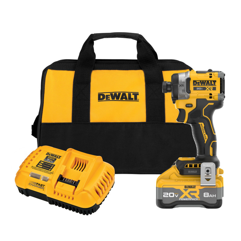 DEWALT DEW-DCF860WW1 20V MAX XR Brushless 3-speed High Torque 1/4 In. Impact Driver 8.0Ah POWERPACK Kit