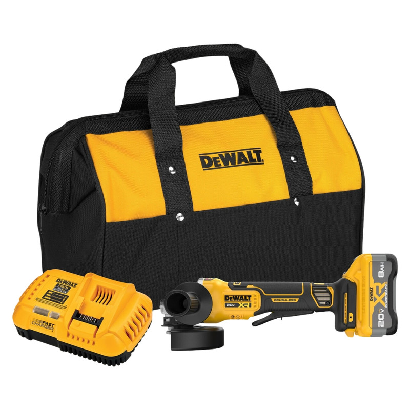 DEWALT DEW-DCG410WW1 20V MAX XR Brushless 4-1/2 In. - 5 In. Angle Grinder 8.0Ah XR POWERPACK Kit