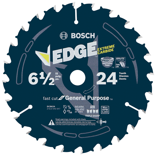 Bosch BOS-DCB624 6-1/2in 24 Tooth Edge Circular Saw Blade For General Purpose