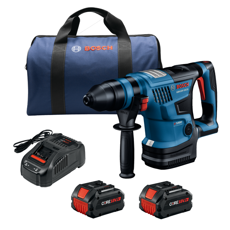 Bosch BOS-GBH18V-34CQB24 18V Connected-Ready 1-1/4in Rotary Hammer With 8Ah High Power Batteries