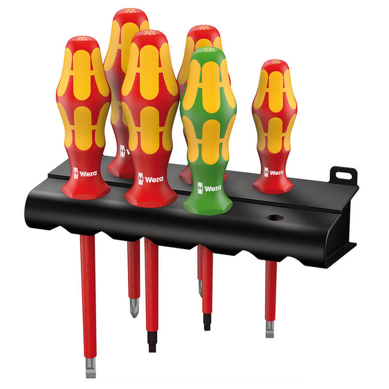 Wera Tools WERA-05347777001 160 i/168 i/6 Insulated Kraftform Plus VDE Screwdriver 6-Piece Set w/ Rack