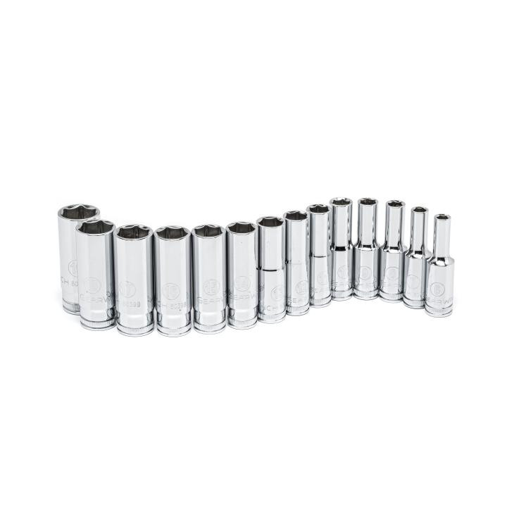 GEARWRENCH GW-80554 3/8in Drive 6 Point Deep Metric Socket Set 14-Pieces