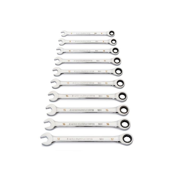 GEARWRENCH GW-86927 90-Tooth 12 Point Metric Combination Ratcheting Wrench Set 12-Pieces