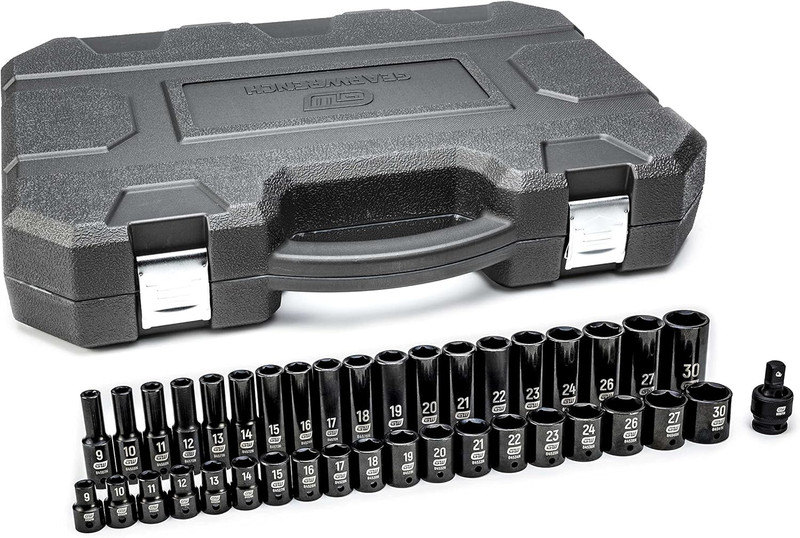GEARWRENCH GW-84948N 1/2in Drive 6 Point Standard And Deep Impact Metric Socket Set 39-Pieces
