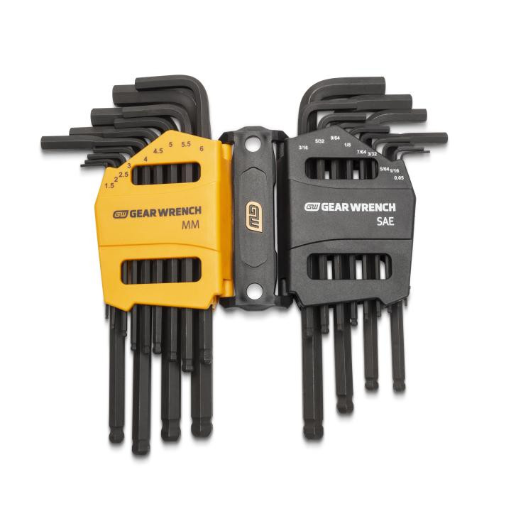 GEARWRENCH GW-83505 SAE/Metric Ball End Long Arm Hex Key Set 26-Pieces