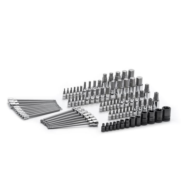 GEARWRENCH GW-80742 1/4in 3/8in 1/2in Drive Hex/Ball End Hex/Tamper Proof Torx/External Torx/Torx SAE/Metric Bit Set 84-Pieces