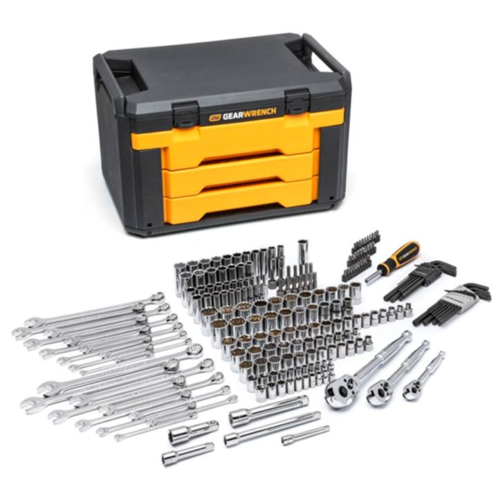 GEARWRENCH GW-80940 Mechanics Tool Set In 3 Drawer Storage Box 219-Pieces