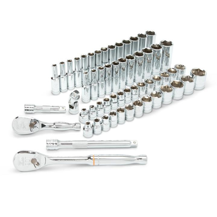 GEARWRENCH GW-80550 3/8in Drive 6 Point Standard And Deep SAE/Metric Mechanics Tool Set 57-Pieces