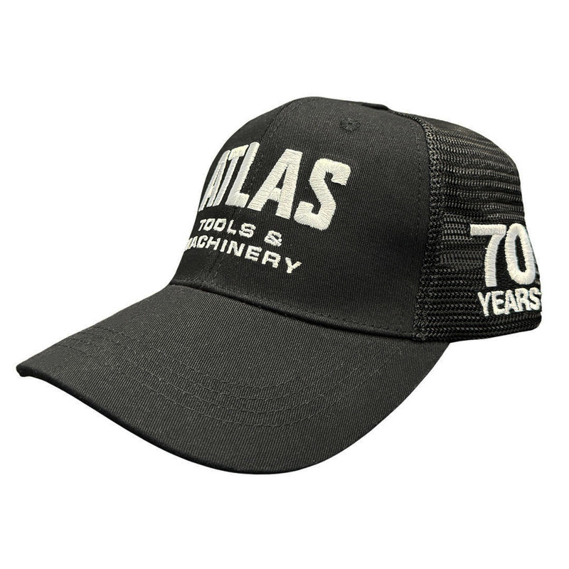 Atlas HAT-ATL-70-BLK 70th Anniversay Black Mesh Trucker Hat