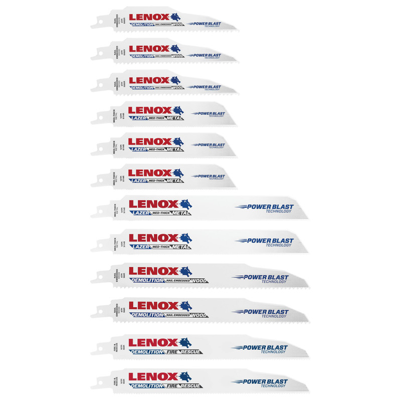 Lenox LEN1214412RKD Bimetal Recip Kit 12RKD Demolition 3x 6066R 3x 6114R 2x 9114R 2x 966R 2x 960R Includes Storage Case 12 Pack