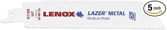 Lenox LEN-201769110R 9in x 1in 10TPI Lazer Heavy Metal Reciprocating Saw Blade 5 Pack