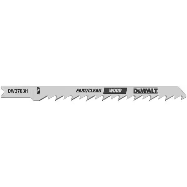 DEWALT DEW-DW3703H2 4in 6 TPI Fast Clean High U-Shank Wood Cutting Jig Saw Blades 2 Pieces